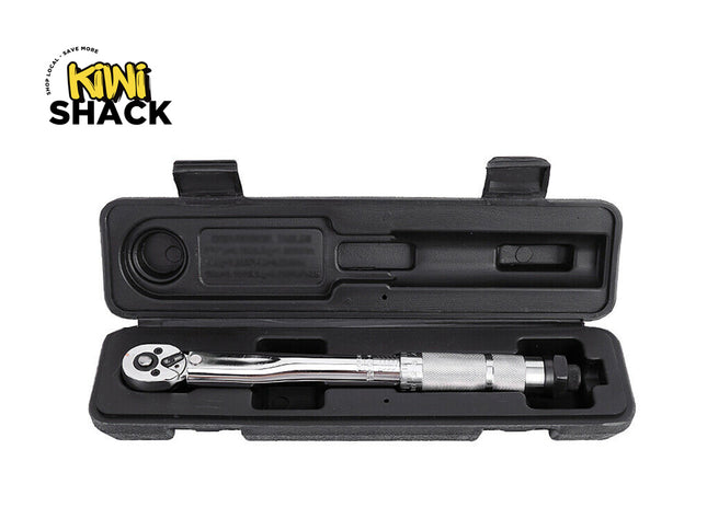 Torque wrench in a black case with 'Kiwi Shack' branding on a white background