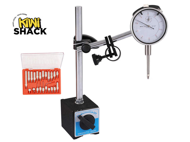 Measurement tool set with gauge and accessories on a white background, featuring the Kiwi Shack brand.