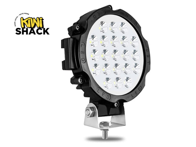 LED work light with Kiwi Shack logo on a white background