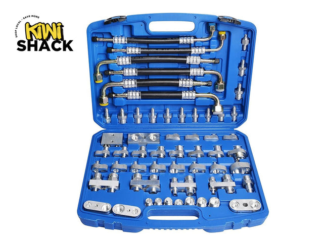 Blue tool case with automotive tools and Kiwi Shack logo on a white background