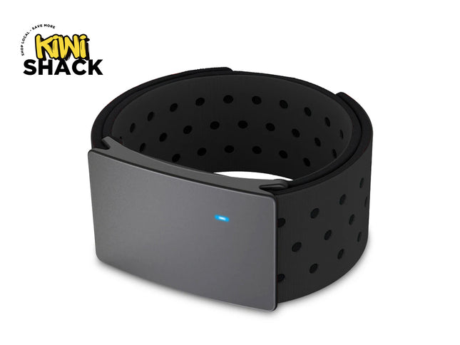 Black dog muzzle with blue light on a white background, featuring Kiwi Shack logo.