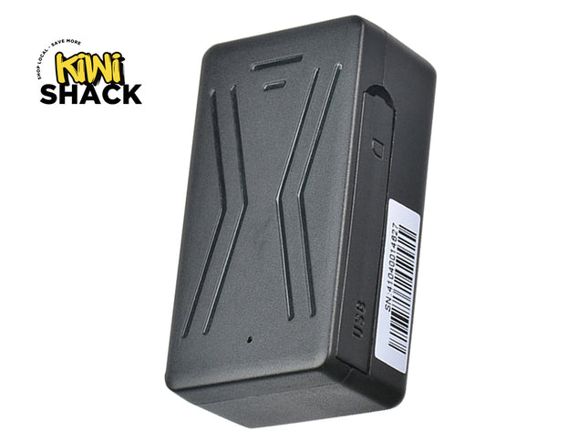 Black rectangular device with a barcode on a white background, featuring the Kiwi Shack logo.