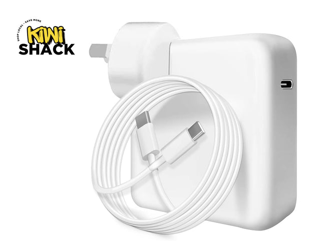 White power adapter with cable on a white background, featuring the Kiwi Shack logo.