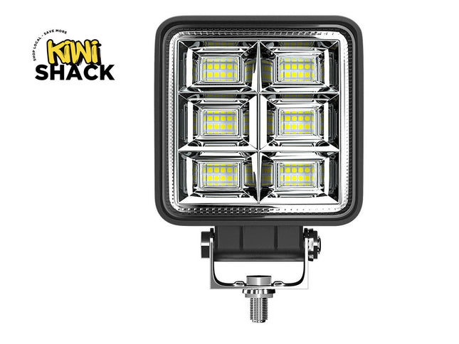 LED work light with 'Kiwi Shack' branding on a white background