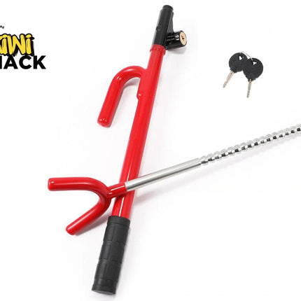 Red and black tool with a silver rod on a white background, branded 'Kiwi Shack'.