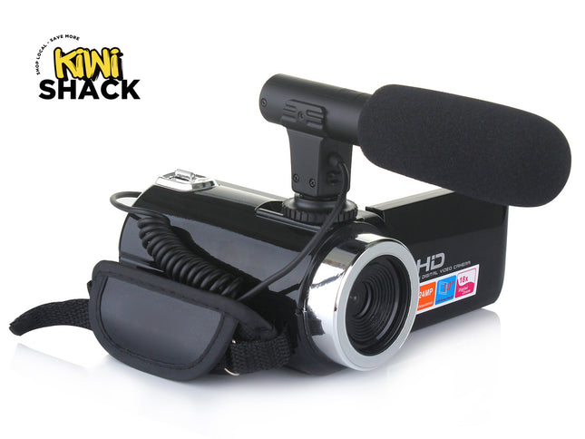 HD Camcorder Video Camera - 24MP with 18x Digital Zoom | 3.0" Rotatable LCD Screen, External Mic Support, Night Vision