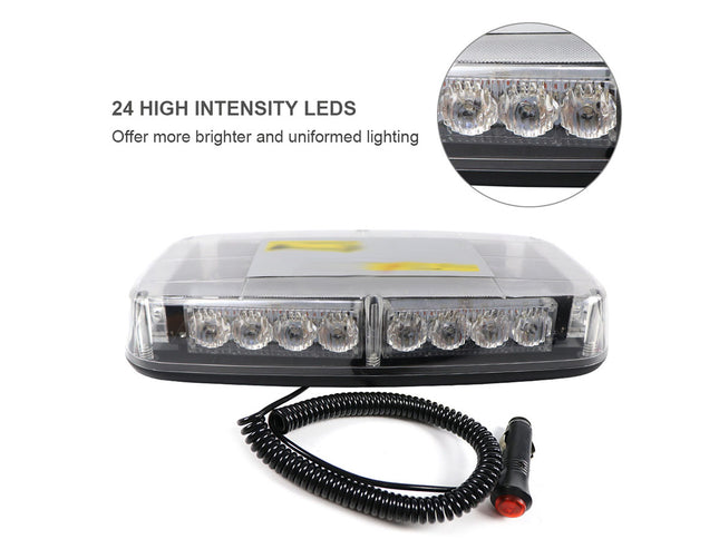 Emergency light bar with high intensity LEDs on a white background