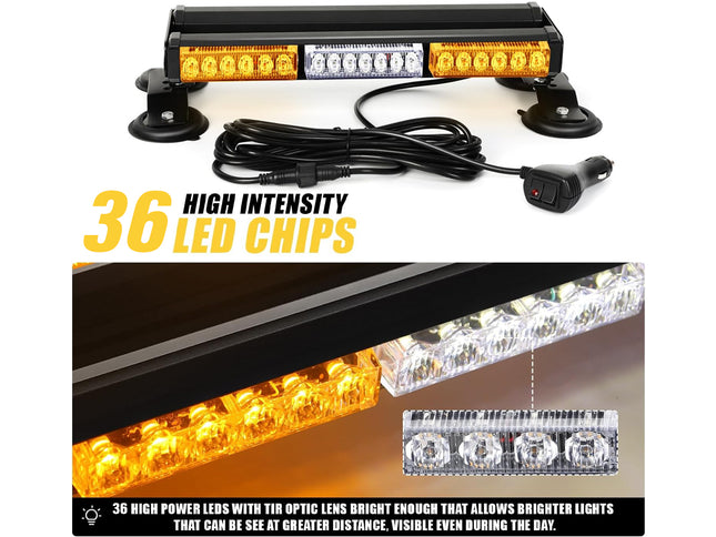 Car light bar with 36 high intensity LED chips on a white background