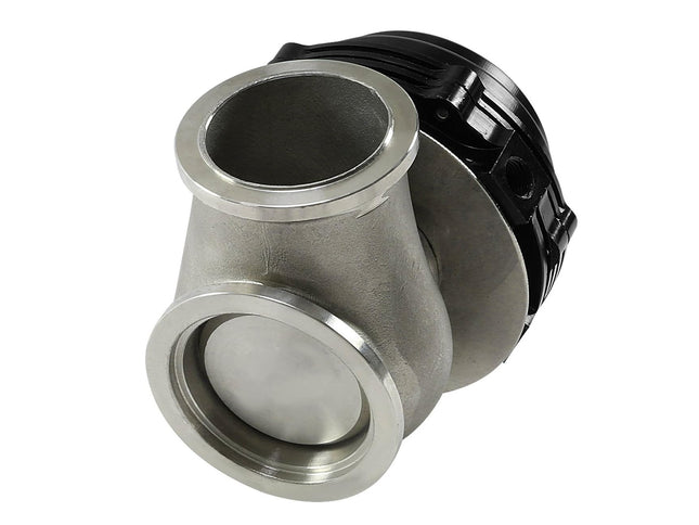 Metal fitting with black and silver components on a white background