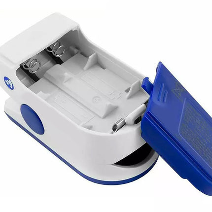 White and blue electronic device with a blue cover on a white background