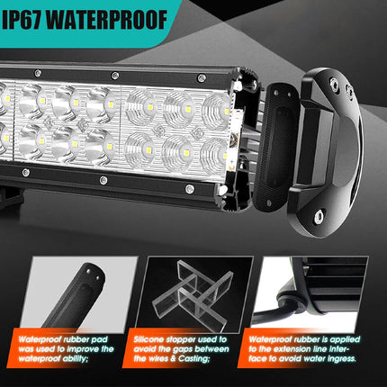 LED light bar with waterproof feature on a black background