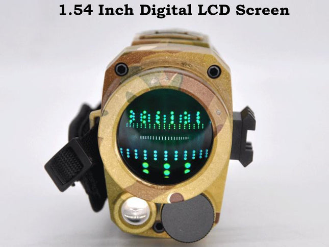 Gold digital device with a 1.54 inch LCD screen on a white background