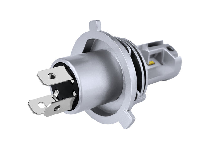 Metallic electrical plug on a white background