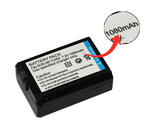 Battery pack with label showing '1080mAh' on a white background