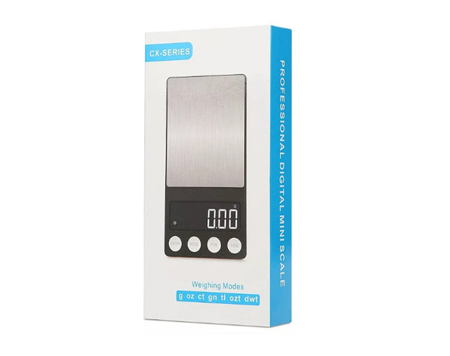 Digital mini scale packaging with 'CX-Series' branding on a white background