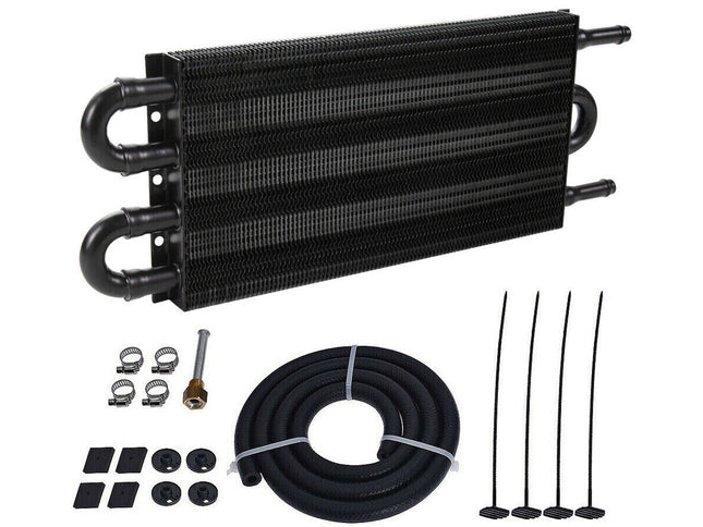 Oil cooler with accessories on a white background