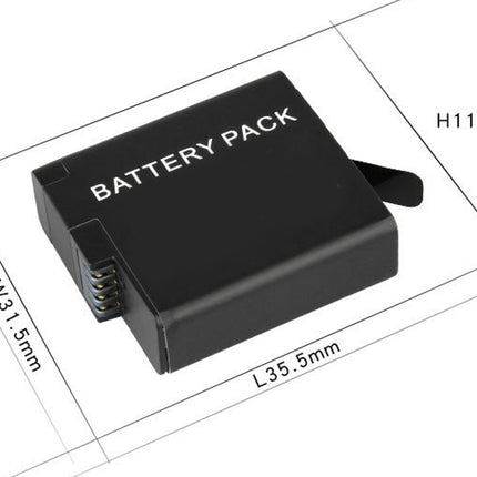 Black battery pack with dimensions labeled on a white background