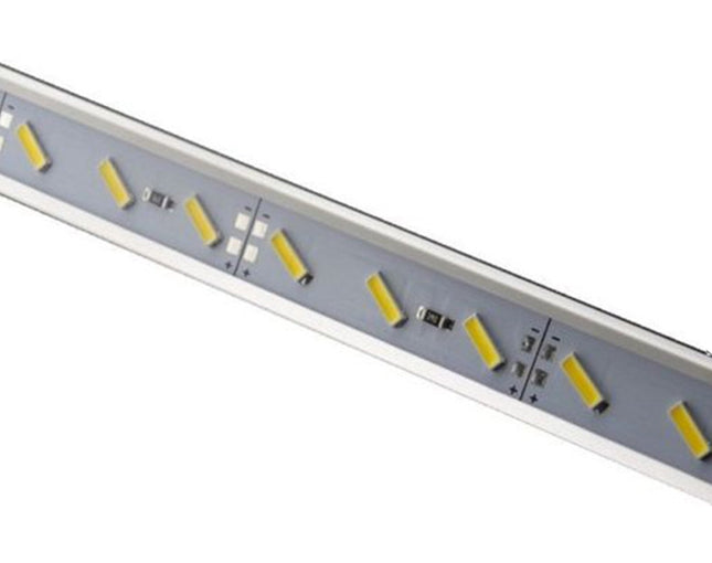 Close-up of a LED strip light on a white background