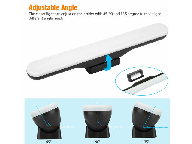 Adjustable light holder with 45, 90, and 135 degree angles on a white background