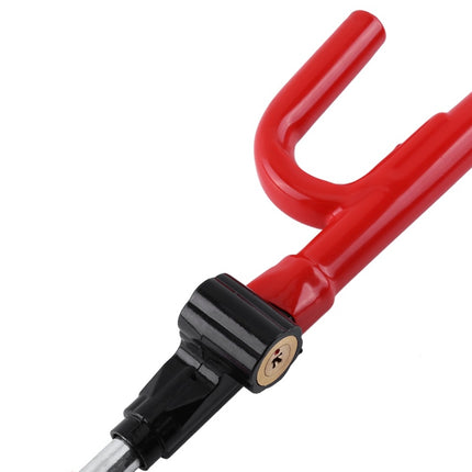 Red and black lock with a key on a white background