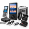 Kiwi Shack comprehensive electronics bundle featuring digital MP3 players, Bluetooth earbuds, fitness watch, audio adapters, and retro cassette player.
