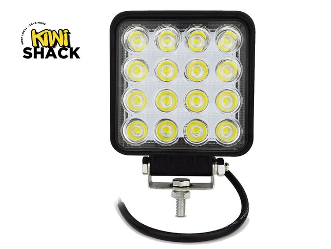 LED work light with multiple bulbs on a white background, branded 'Kiwi Shack'.