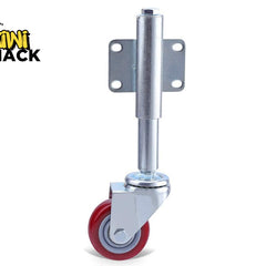 Metal spring-loaded roller with red wheel on a white background, branded 'Kiwi Shack'.