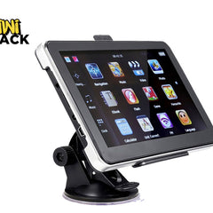 Tablet in a car mount with a white background and 'Kiwi Shack' logo.