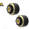 Two cylindrical black and gold adapters with threaded brass centers, displayed diagonally against a white background, featuring a "Kiwi Shack" logo in the top left corner.