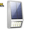 A solar-powered outdoor wall light by Kiwi Shack, featuring a rectangular blue solar panel on a white housing with multiple LED light elements at the bottom, shown on a white background with a Kiwi Shack logo in the top-left corner.