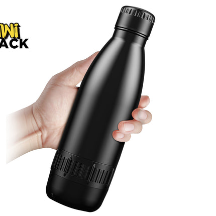 Bluetooth Speaker Water Bottle 500ml Stainless Steel Vacuum Insulated Thermal Flask 24 Hour Hot Cold Bottle with Wireless Speaker Black