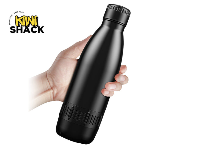 Bluetooth Speaker Water Bottle 500ml Stainless Steel Vacuum Insulated Thermal Flask 24 Hour Hot Cold Bottle with Wireless Speaker Black