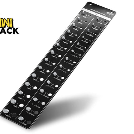 Black electronic panel with buttons and labels on a white background, featuring the Kiwi Shack logo.