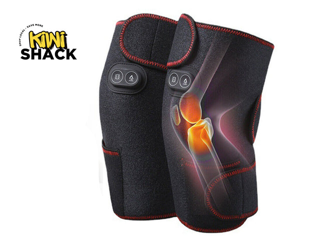Black knee brace with digital display and Kiwi Shack logo on a white background