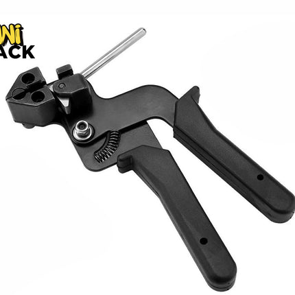 A black manual wire stripping tool with pistol-grip handles, an adjustment spring, and a multi-port cutting head, featuring a "Kiwi Shack" logo in the top left corner.