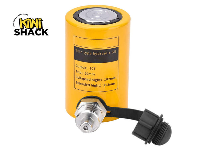 10 Ton Hydraulic Ram Jack - Low Profile Cylinder with 50mm Stroke  | Compact, Single Acting for Machinery, Mining & Construction Lifting