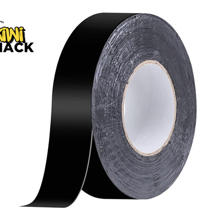 Roll of black tape with Kiwi Shack logo on a white background