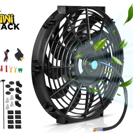 Car cooling fan with accessories on a white background, featuring the Kiwi Shack brand.