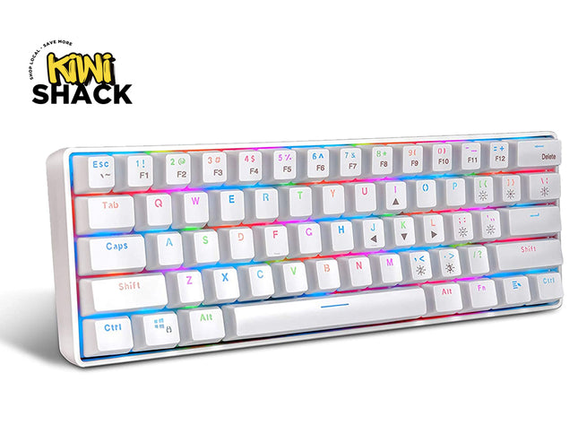 Wireless RGB Gaming Keyboard - CoreClick | 60% Mini Mechanical Keypad, Dual Mode 2.4G/Wired 61-Key Blue Switch