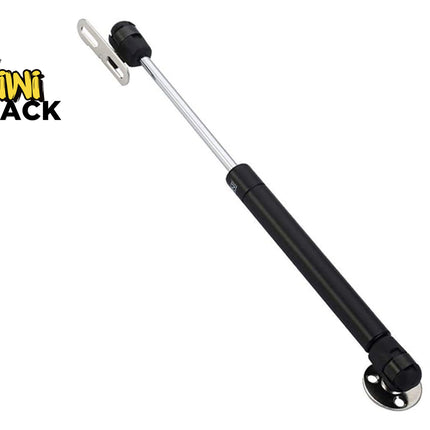 Black gas strut with silver rod on a white background, branded with 'Kiwi Shack'.