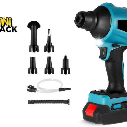 Cordless Electric Air Duster Vacuum Blower Inflator 3 in 1 | 50000RPM Portable Dust Cleaner with Battery Charger LED Light 6 Nozzles