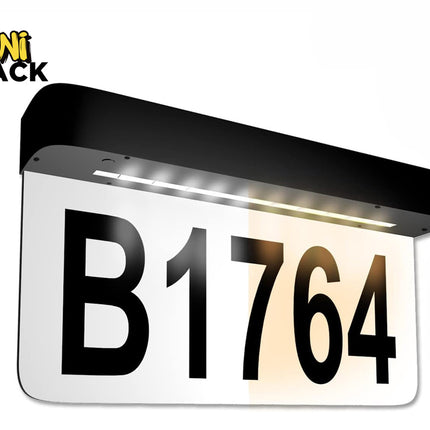 Kiwi Shack solar-powered LED address plaque and house number sign with customizable numbers.