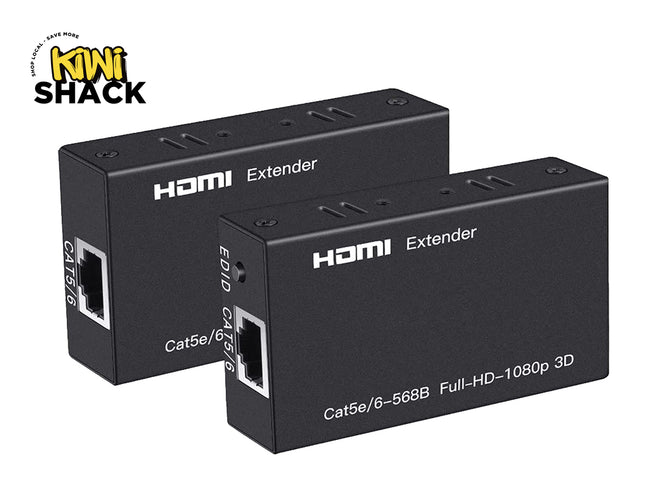 HDMI extender with Kiwi Shack logo on a white background