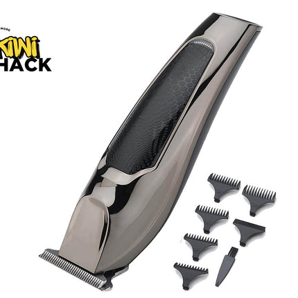 Hair clipper with attachments on a white background, featuring the Kiwi Shack brand.