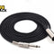 A coiled black audio cable with a 1/4-inch TS connector on one end and a multi-pin XLR connector on the other, shown on a white background with the KINI SHACK logo in the top left corner.