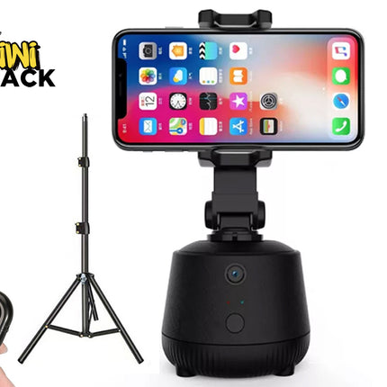 360° AI Tracking Phone Gimbal Hands-Free with Facial Recognition, Gesture Control, No App or Bluetooth Needed, 1.6m Tripod, 2400mAh Battery