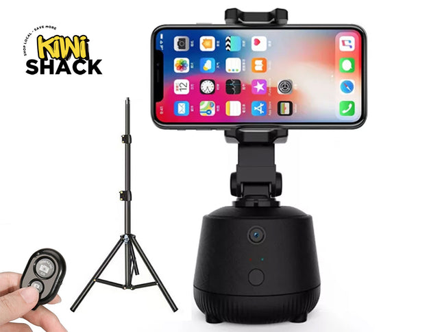 360° AI Tracking Phone Gimbal Hands-Free with Facial Recognition, Gesture Control, No App or Bluetooth Needed, 1.6m Tripod, 2400mAh Battery