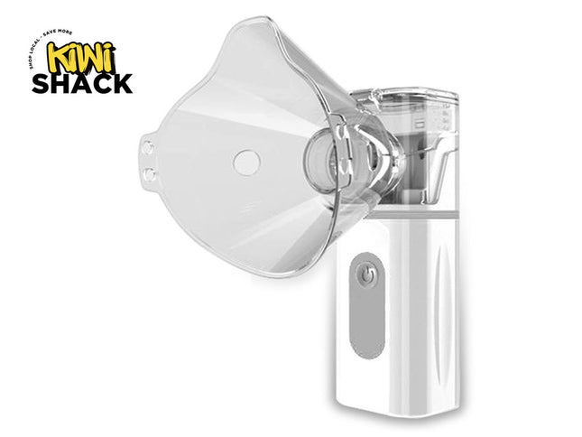 White and clear handheld device with 'Kiwi Shack' branding on a white background