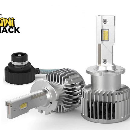 Car headlight bulb components with Kiwi Shack logo on a white background