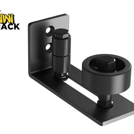 Black metal bracket with Kiwi Shack logo on a white background